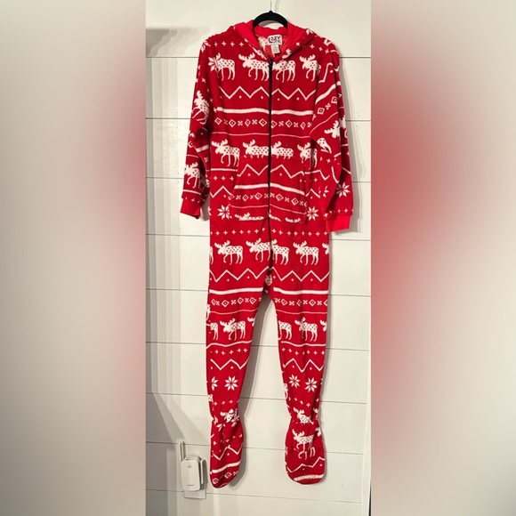 LAZY ONE XS Ugly Christmas Nordic footed hood oversized Reindeer unisex onesie - Picture 3 of 12